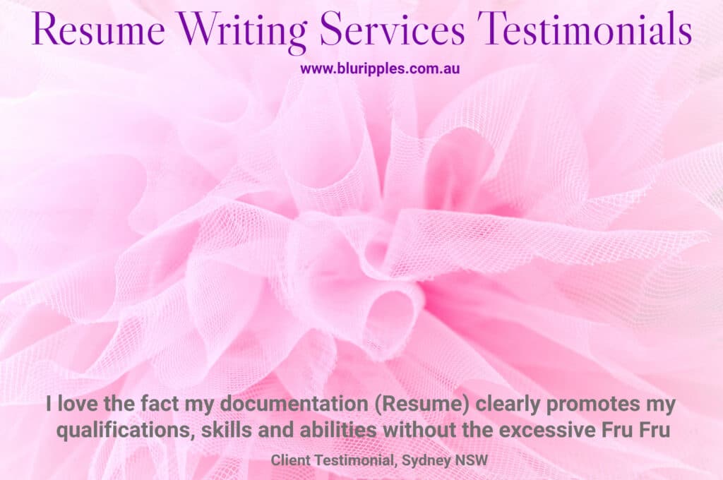 Blu Ripples Resume Review - Inner Sydney NSW Australia