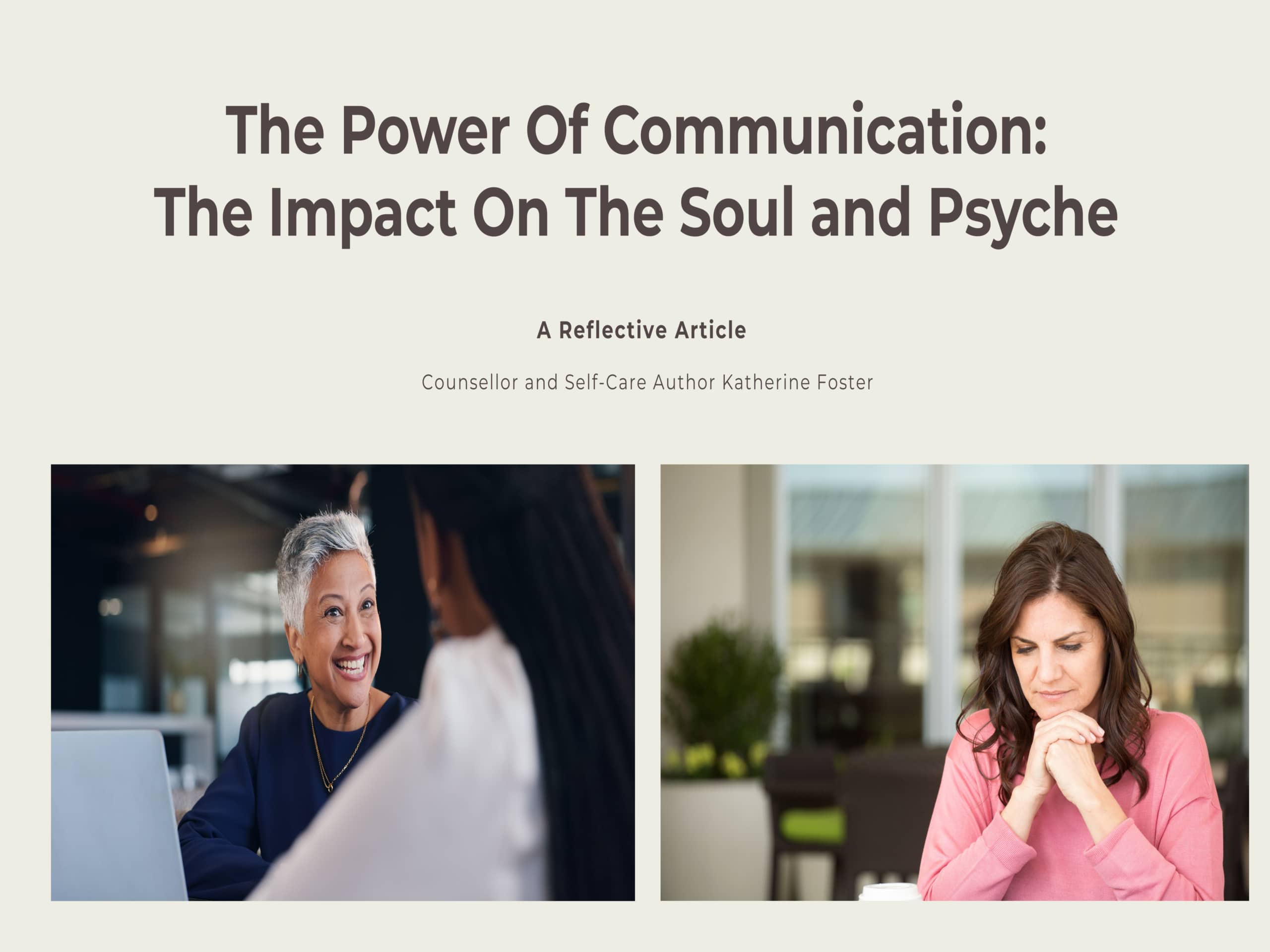 The Power of Communication - The Impact on The Soul and Psyche - Author Katherine Foster; Blu RIpples Founder